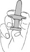 One hand firmly squeezing a cylindrical medical device with a flat base and an elongated rounded top
