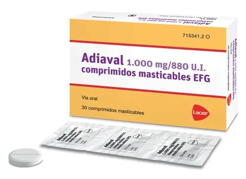 Adiaval 1.000 mg/880 ui chewable tablets EFG tablets, chewable