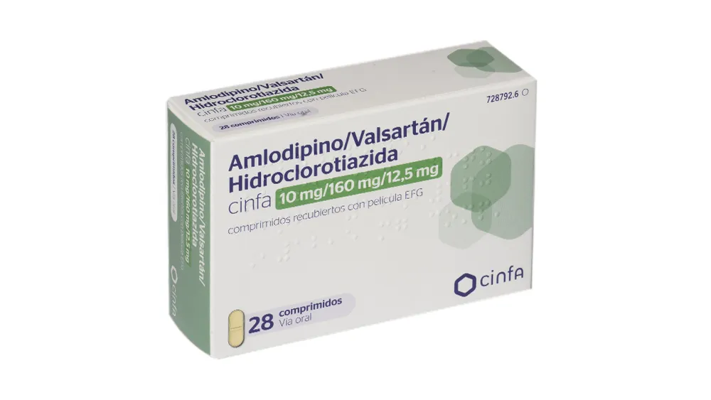 Amlodipine/valsartan/hydrochlorothiazide Cinfa 10 mg/160 mg/12.5 mg film-coated tablets EFG tablets, film-coated