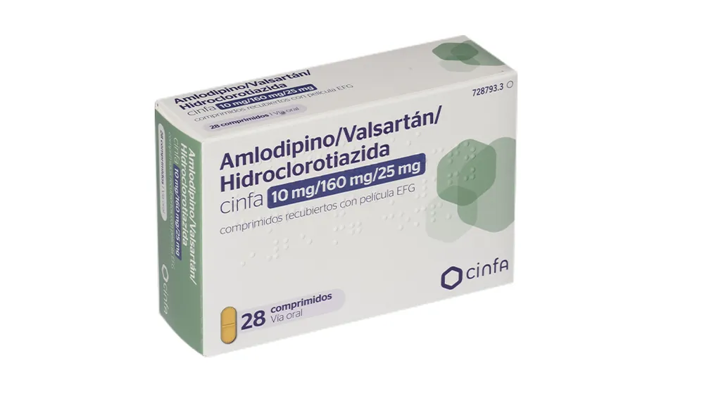 Amlodipine/valsartan/hydrochlorothiazide CINFA 10 mg/160 mg/25 mg film-coated tablets EFG tablets, film-coated