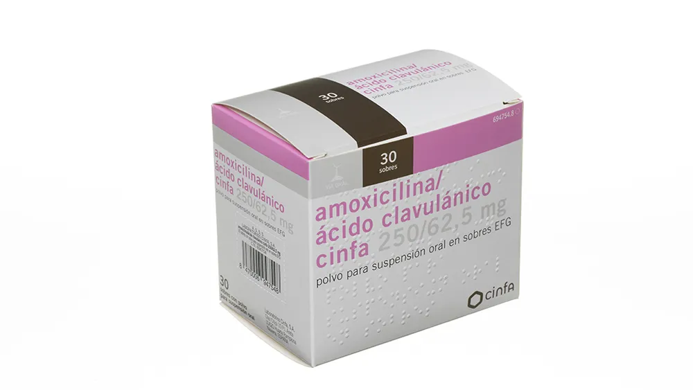 Amoxicillin/clavulanic acid Cinfa 250 mg/62.5 mg powder for oral suspension in sachets EFG powder for preparation of oral suspension