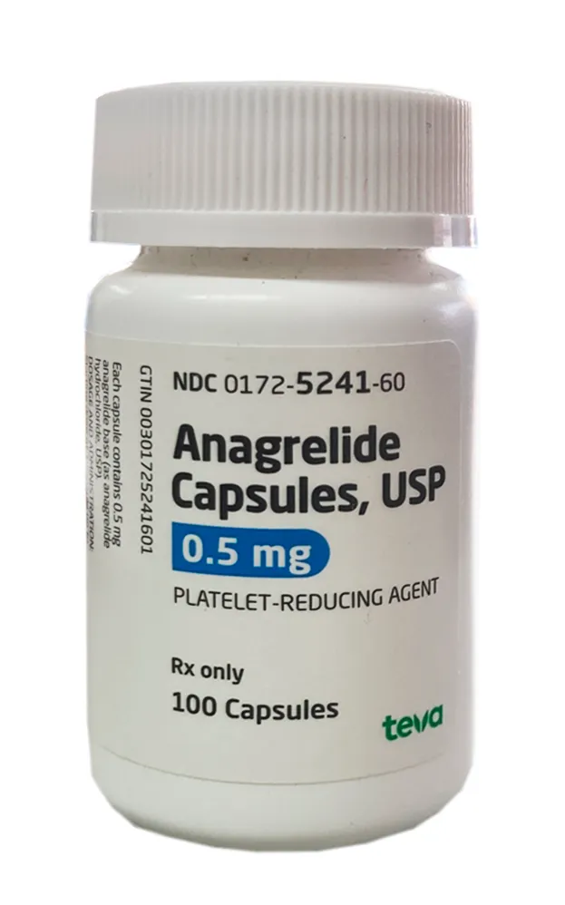 Anagrelide Teva 0.5 mg hard capsules EFG capsules, hard