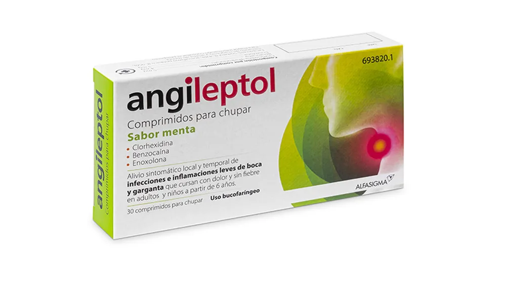 Angileptol lozenges with mint flavour lozenges, for sucking