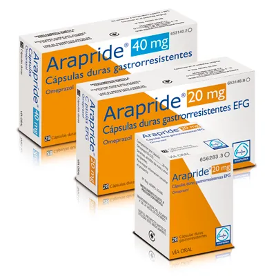Arapride 20 mg gastro-resistant hard capsules EFG capsules, hard, enteric-coated
