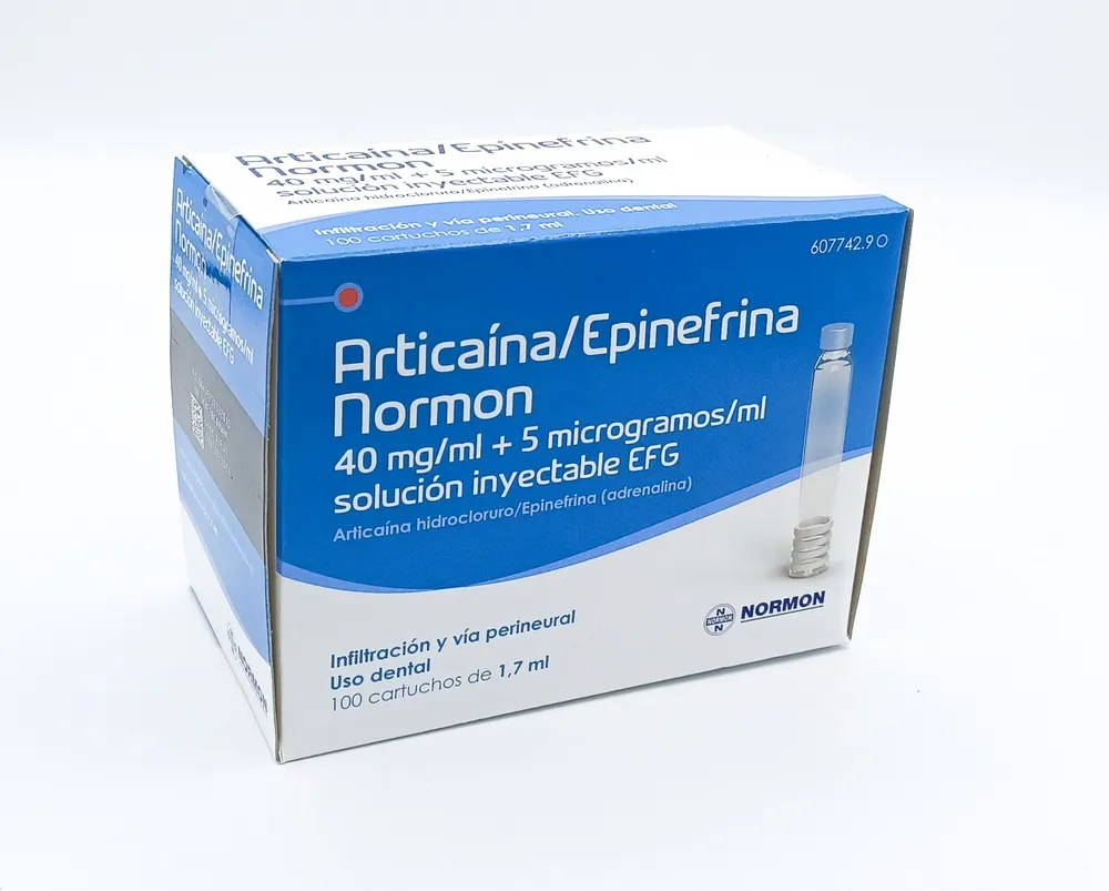 Articaine / epinephrine Dermogen 40 mg/ml + 5 micrograms/ml solution for injection EFG solution for injection