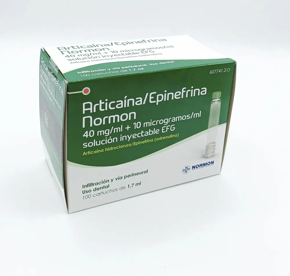 Articaine/epinephrine Normon 40 mg/ml + 10 micrograms/ml solution for injection EFG solution for injection