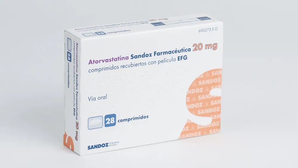 ATORVASTATINA SANDOZ 20 MG COMPRIMIDOS RECUBIERTOS CON PELICULA EFG COMPRIMIDO RECUBIERTO CON PELÍCULA