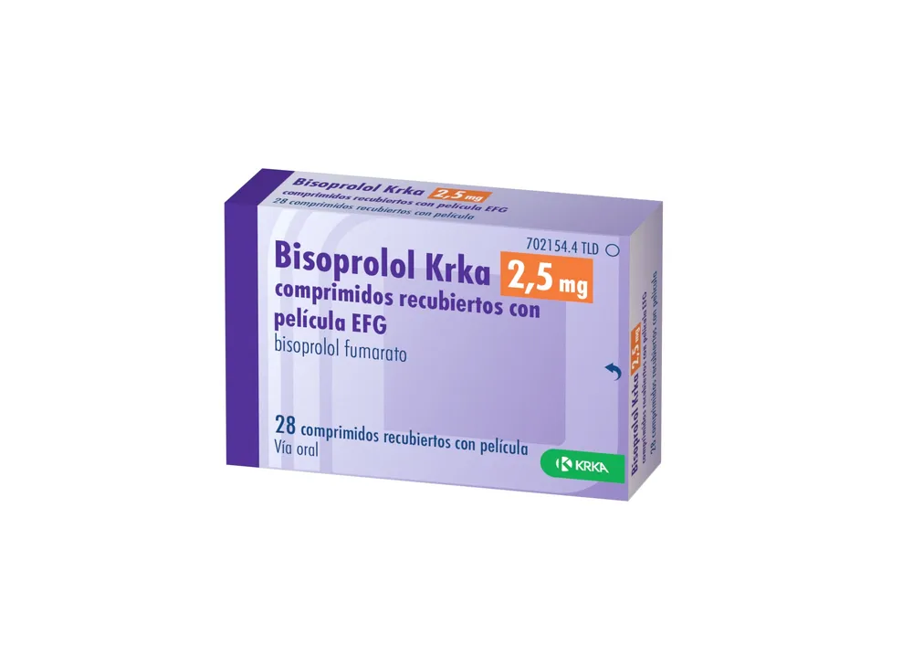 BISOPROLOL KRKA 2,5 MG COMPRIMIDOS RECUBIERTOS CON PELICULA EFG COMPRIMIDO RECUBIERTO CON PELÍCULA