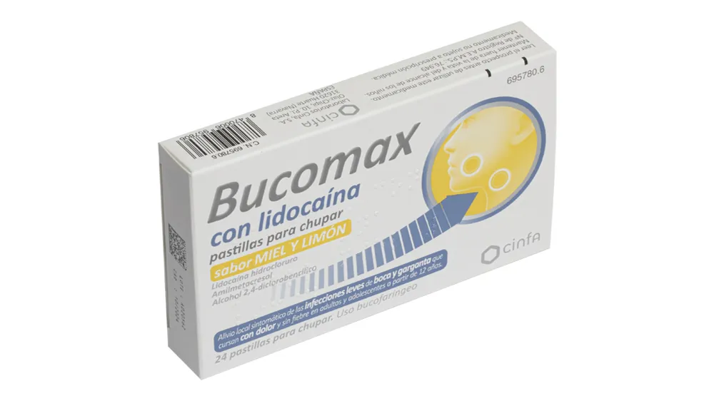 Bucomax con lidocaina pastiglie per succhiare sapore miele e limone pastiglie per succhiare