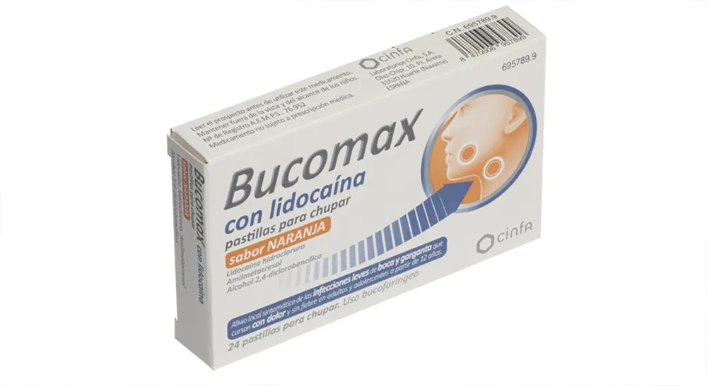 Bucomax with lidocaine orange-flavoured pastilles for sucking lozenges, for sucking