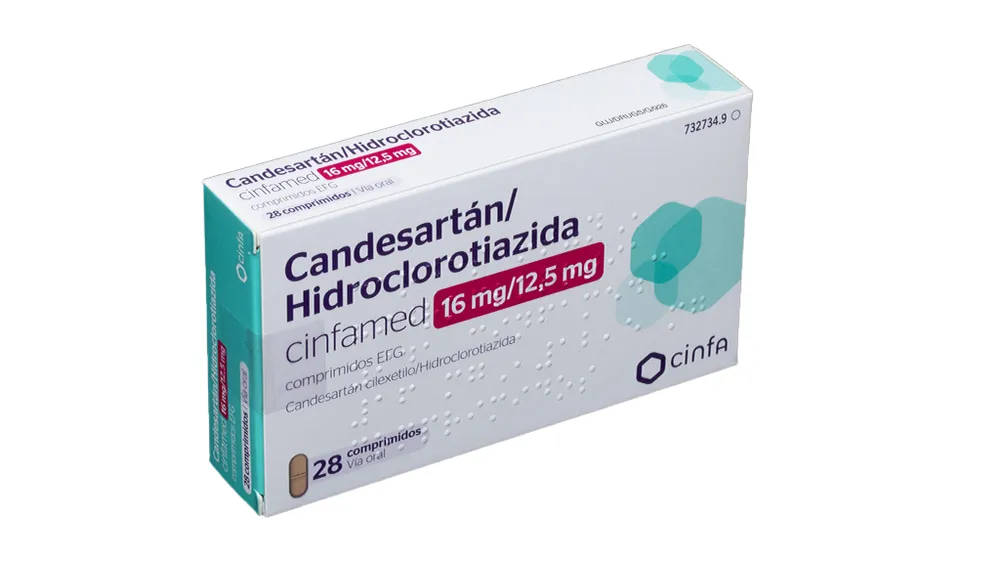 Candesartan/hydrochlorothiazide Cinfamed 16 mg/12.5 mg tablets EFG tablets