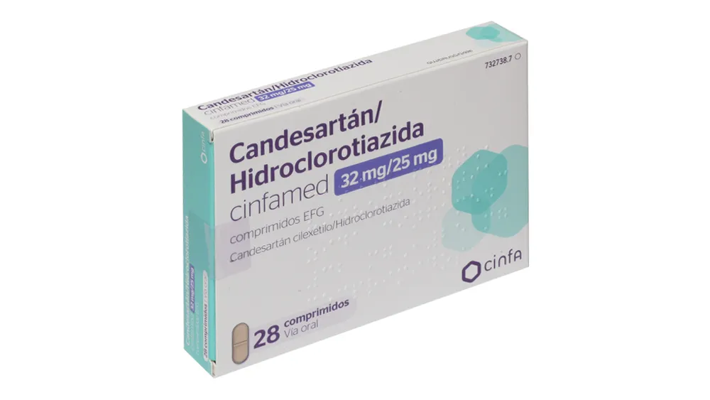 Candesartan/hydrochlorothiazide Cinfamed 32 mg/25 mg tablets EFG tablets