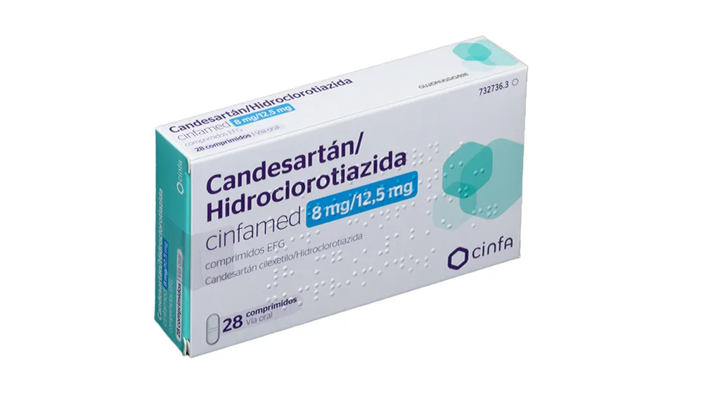 Candesartan/hydrochlorothiazide Cinfamed 8 mg/12.5 mg tablets EFG tablets