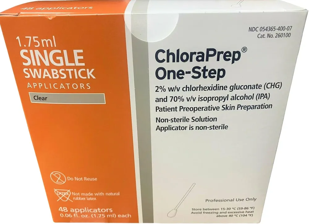 Chloraprep Incoloro 20 mg/ml + 0.70 ml/ml swabstick for cutaneous use swab, cutaneous, impregnated