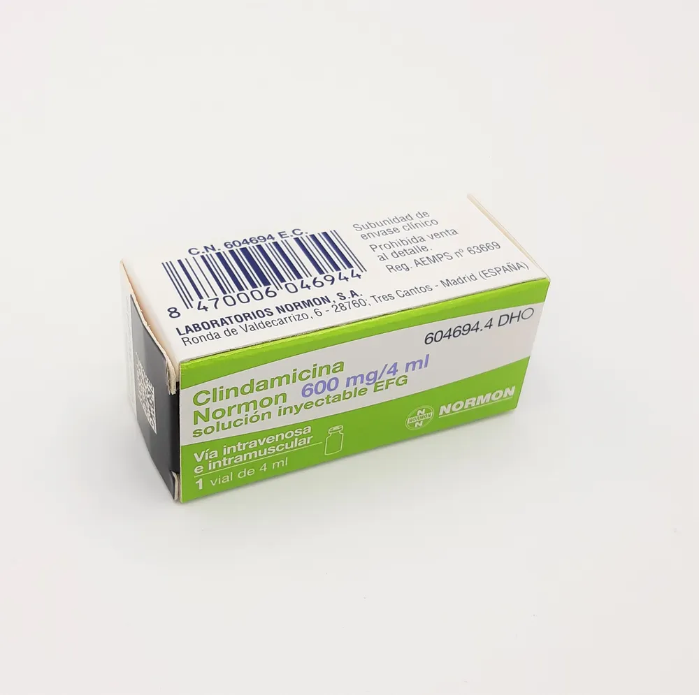 CLINDAMICINA NORMON 600 mg/4 ml SOLUCION INYECTABLE EFG SOLUCIÓN INYECTABLE