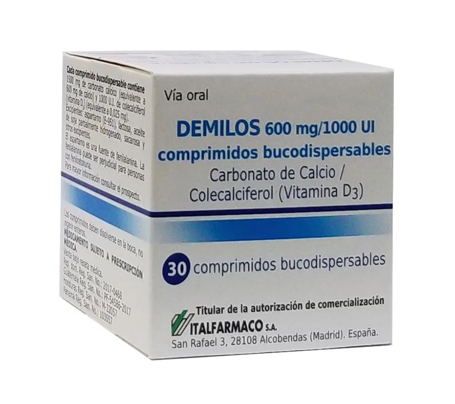 Demilos 600 mg/1000 IU orodispersible tablets tablets, buccodispersable