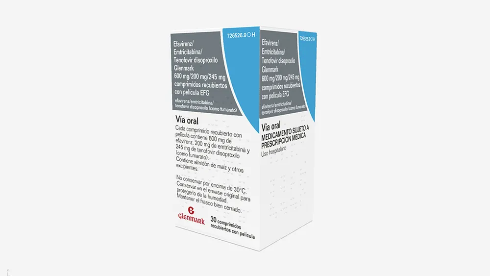 Efavirenz/emtricitabina/tenofovir disoproxilo Glenmark 600 mg/200 mg/245 mg compresse rivestite con film EFG compresse, rivestite con film