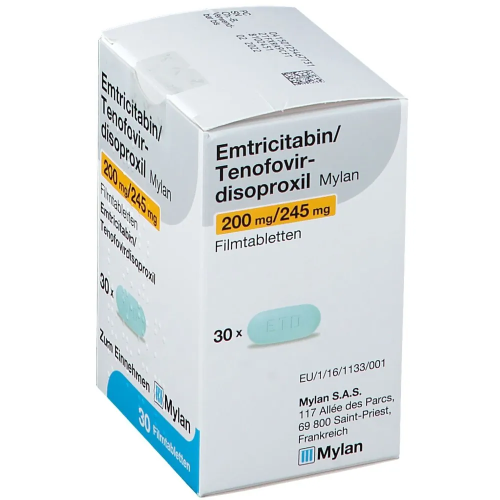 Emtricitabine/tenofovir disoproxil Mylan 200 mg/245 mg film-coated tablets EFG tablets, film-coated