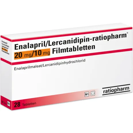 Enalapril/lercanidipine Ratiopharm 20 mg/10 mg film-coated tablets EFG tablets, film-coated