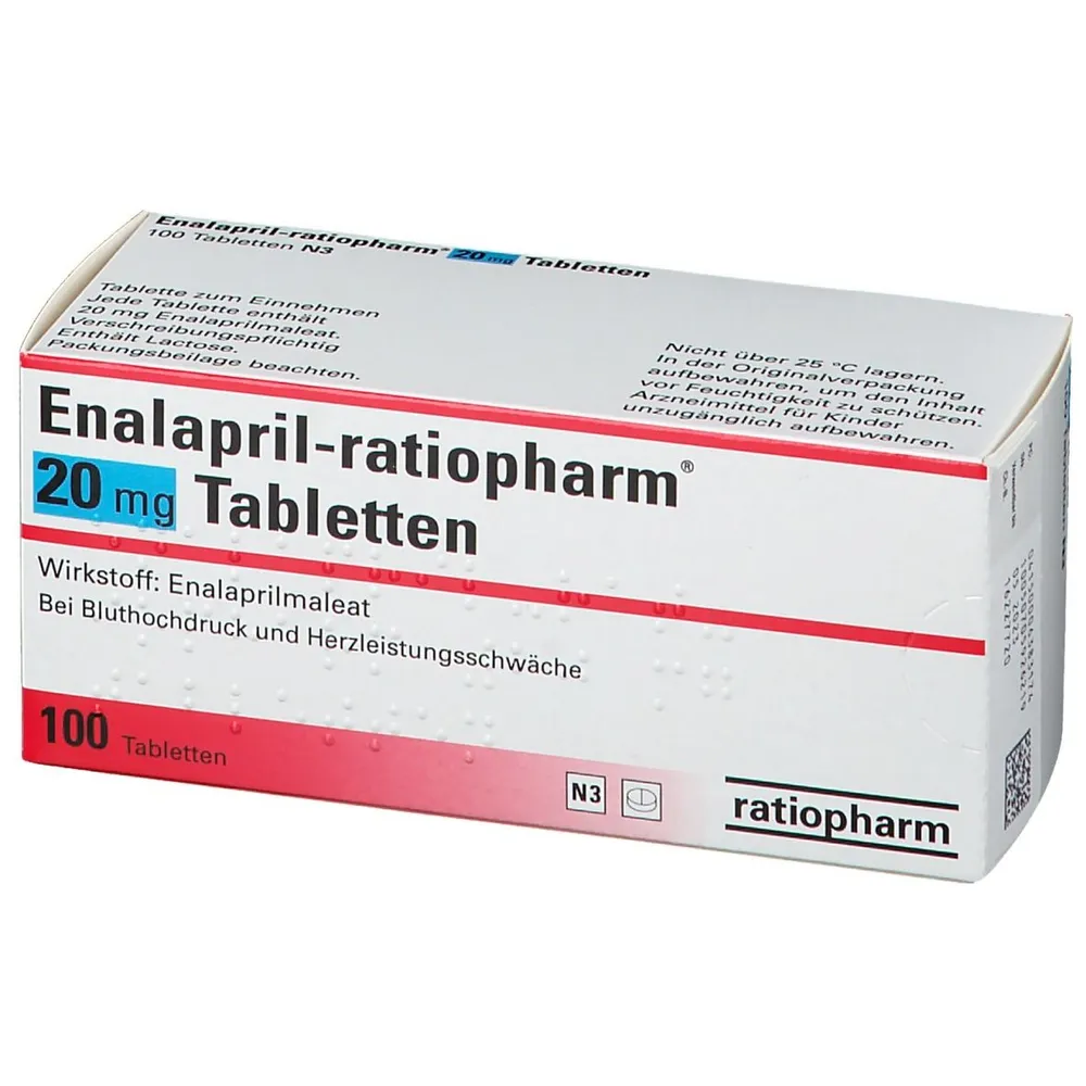 Enalapril Teva-Ratiopharm 20 mg tablets EFG tablets