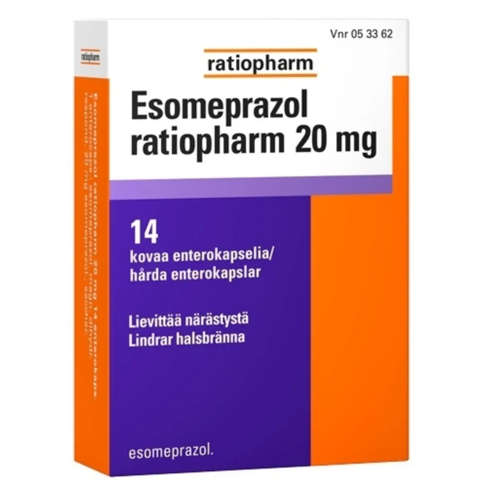 Esomeprazolo Teva-Ratiopharm 20 mg capsule rigide gastroresistenti EFG capsula, dura gastrorresistente