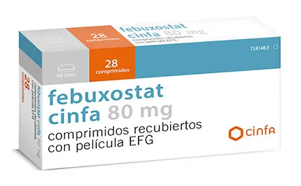 FEBUXOSTAT CINFA 80 MG COMPRIMIDOS RECUBIERTOS CON PELICULA EFG COMPRIMIDO RECUBIERTO CON PELÍCULA