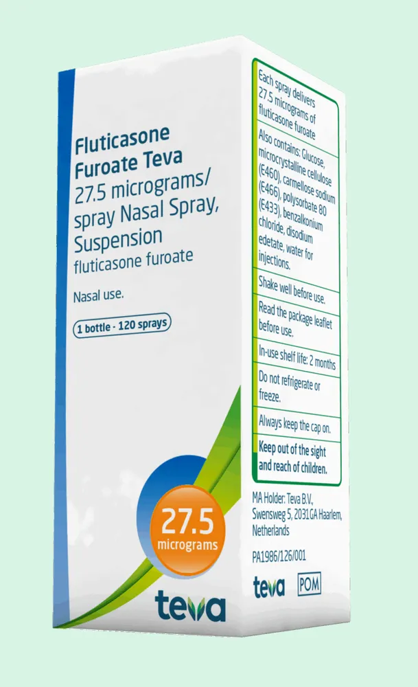 Fluticasone Teva 27.5 micrograms/dose, nasal spray suspension suspension, nasal spray