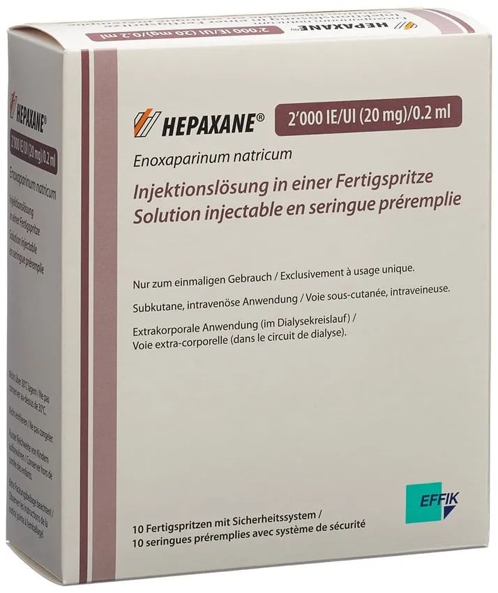 Hepaxane 2,000 IU (20 mg)/0.2 ml solution for injection in pre-filled syringe solution for injection in a pre-filled syringe