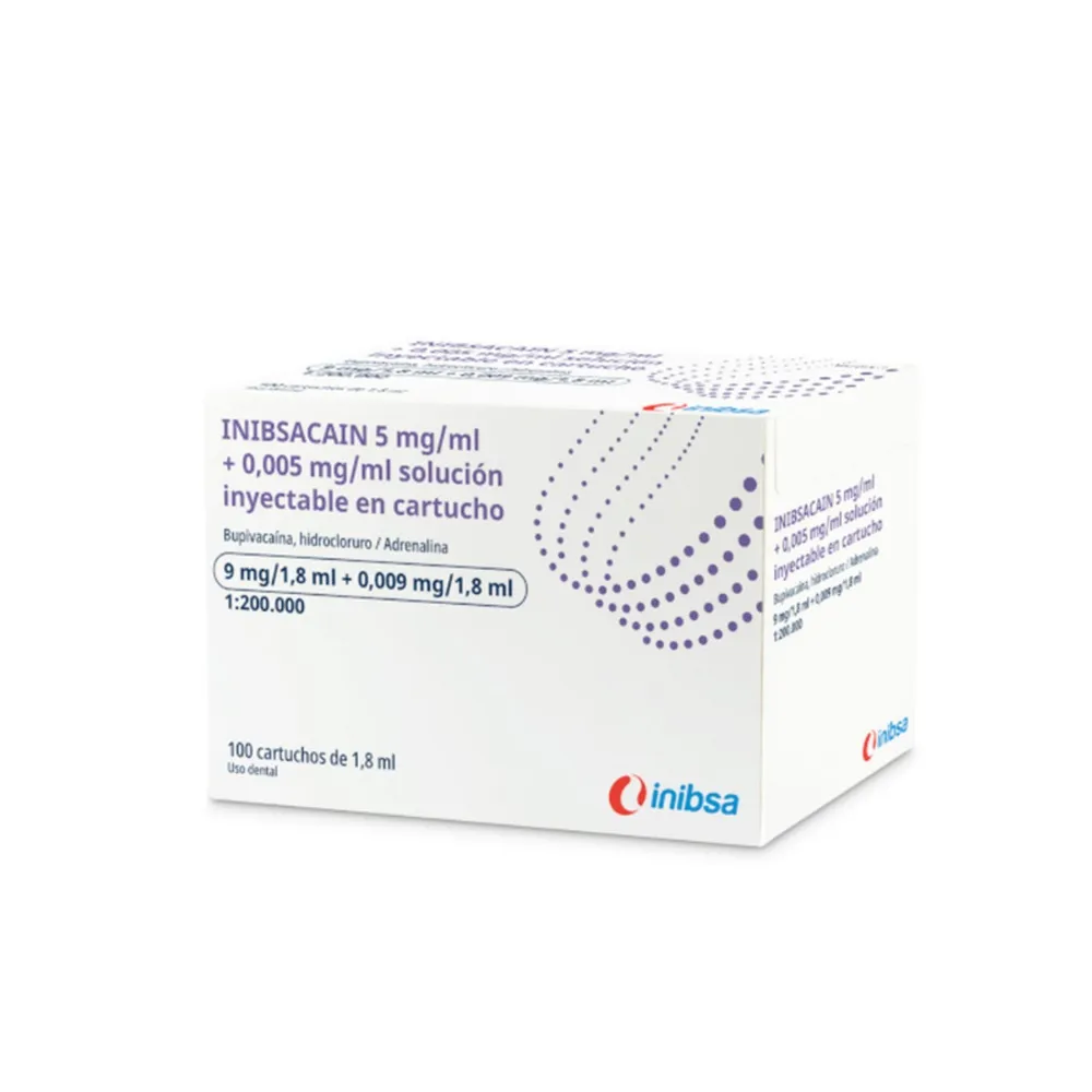 Inibsacain 5 mg/ml + 0.005 mg/ml solution for injection in cartridge solution for injection