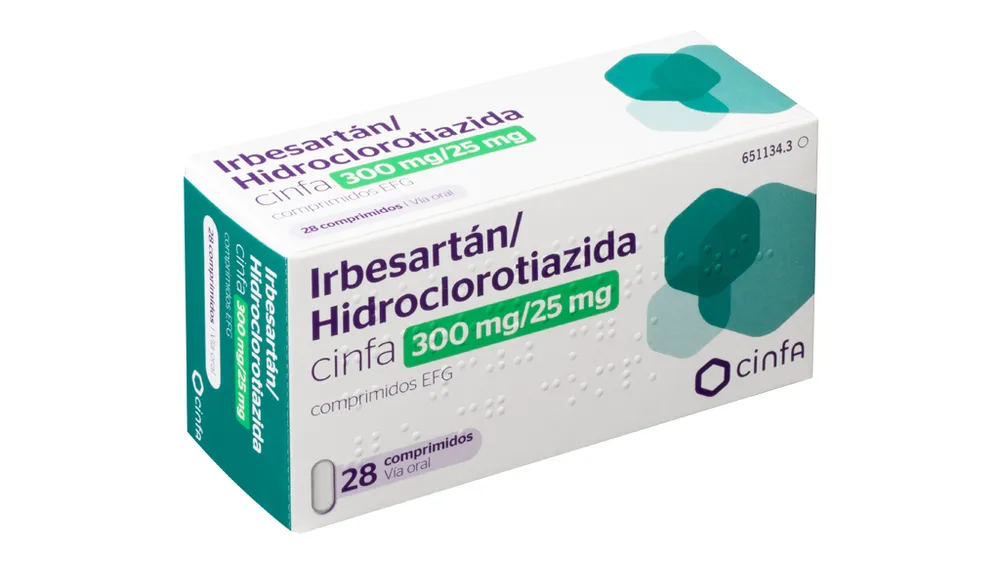 Irbesartan/hydrochlorothiazide CINFA 300 mg/25 mg tablets EFG tablets