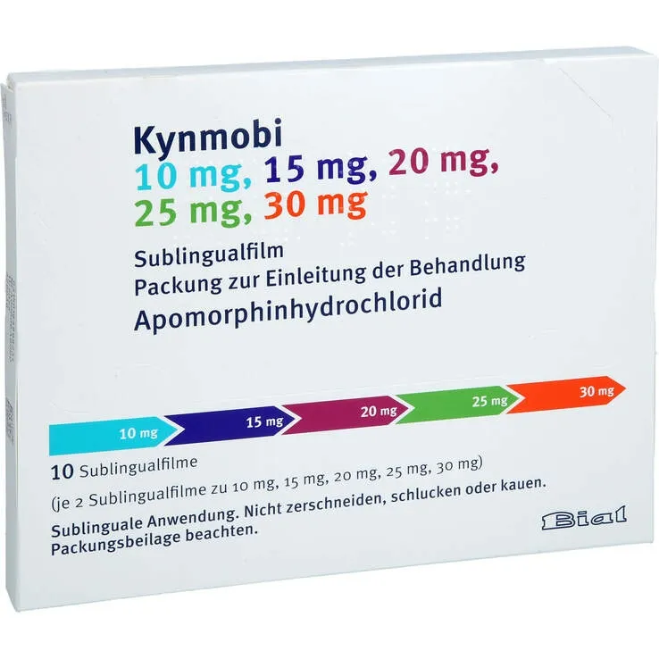 Kynmobi 10 mg + 15 mg + 20 mg + 25 mg + 30 mg orodispersible film film, sublingual