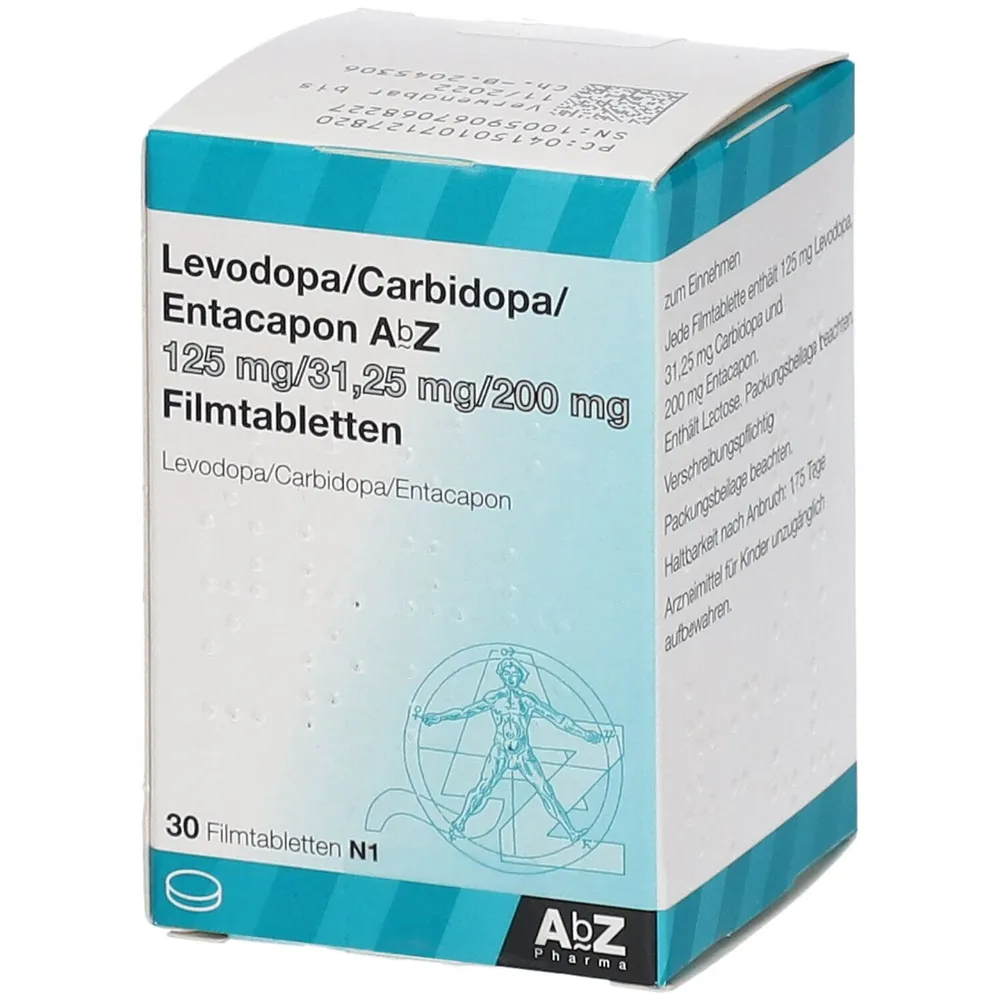 Levodopa/carbidopa/entacapone Kern Pharma 125 mg/31.25 mg/200 mg film-coated tablets EFG tablets, film-coated