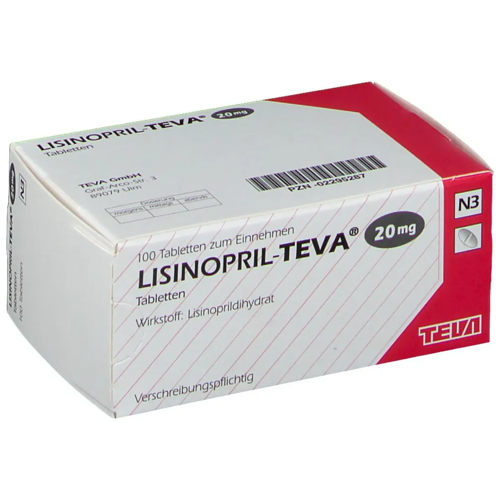 Lisinopril Teva-Ratiopharm 20 mg tablets EFG tablets