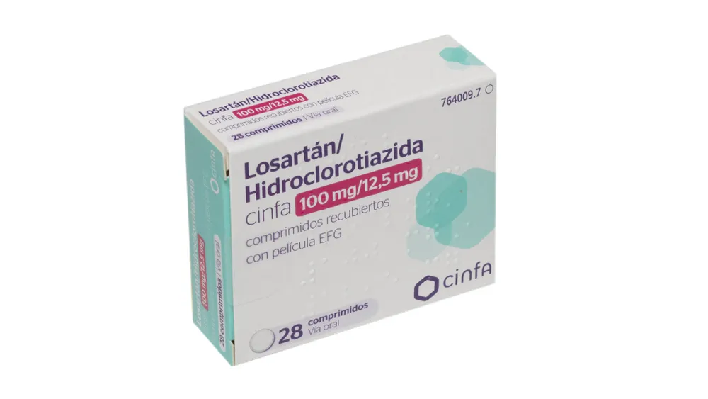 Losartan/hydrochlorothiazide Cinfa 100 mg/12.5 mg film-coated tablets EFG tablets, film-coated