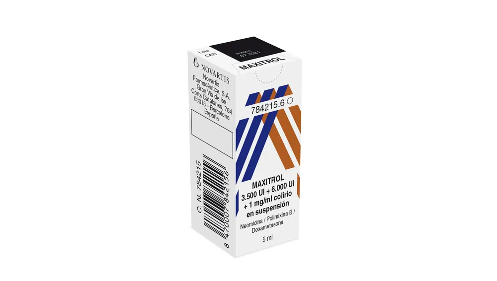 Maxitrol 3.500 UI/ml + 6.000 UI/ml + 1 mg/ml collirio in sospensione sospensione, oculare