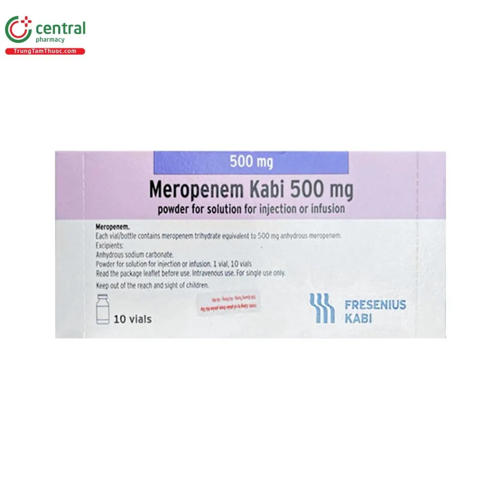 Meropenem Kabi 500 mg powder for solution for injection and for infusion EFG powder for injectable solution and for perfusion