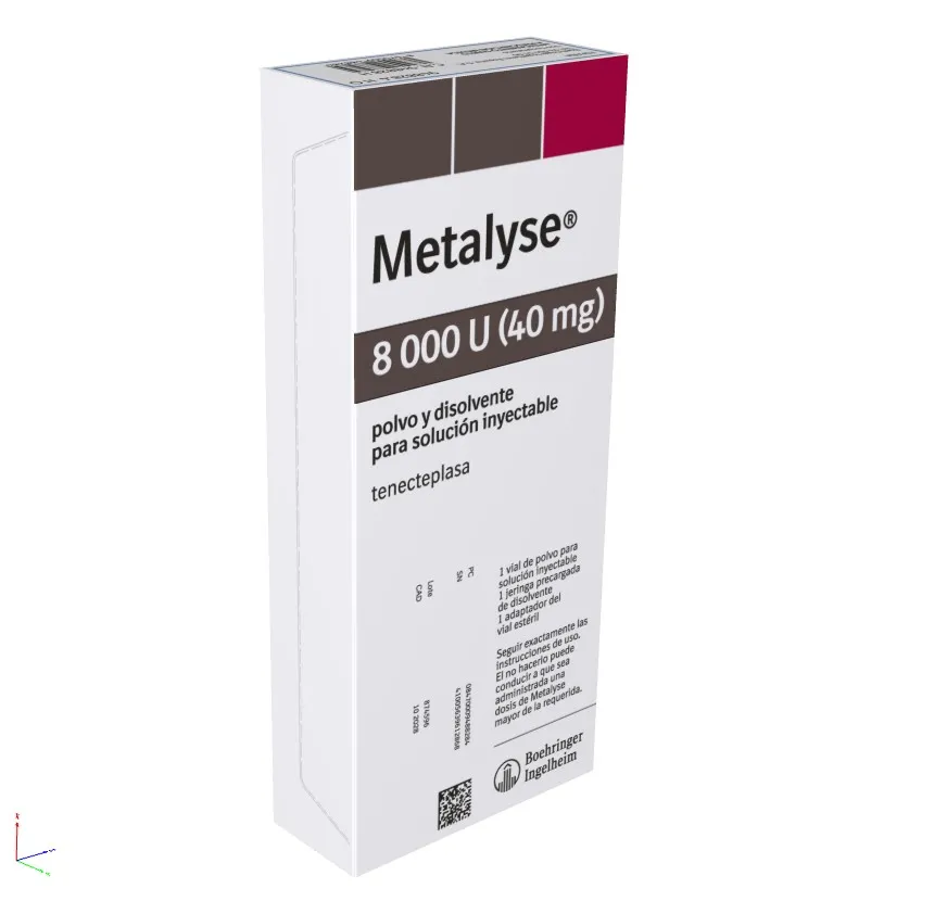 Metalyse 8.000 units (40 mg) powder and solvent for solution for injection powder and solvent for solution for injection