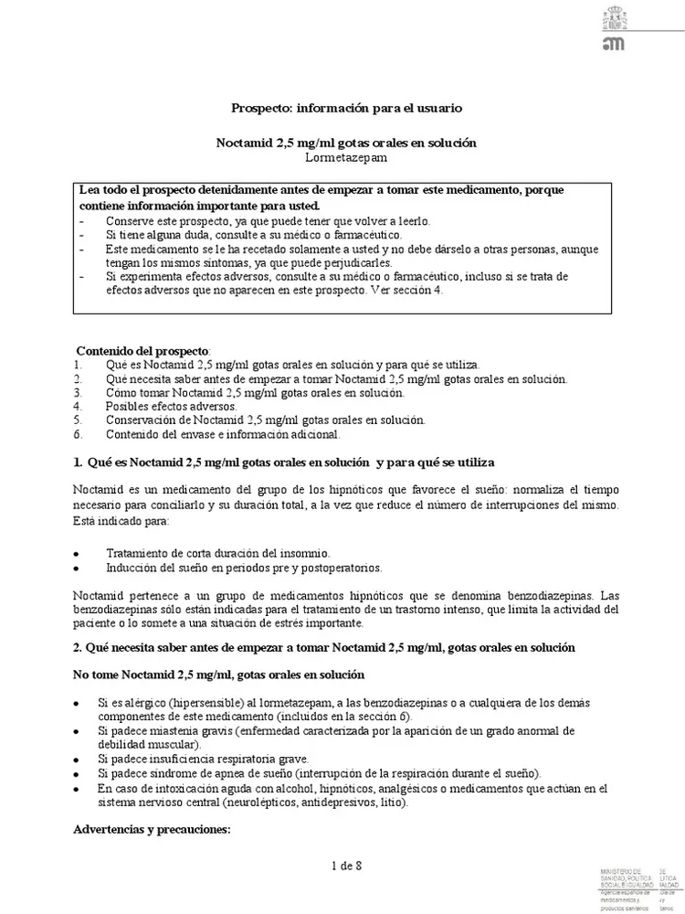 Noctamid 2.5 mg/ml oral solution in drops solution, oral