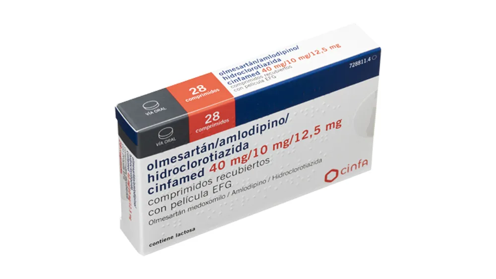 Olmesartan/amlodipine/hydrochlorothiazide Cinfamed 40 mg/10 mg/12.5 mg film-coated tablets EFG tablets, film-coated