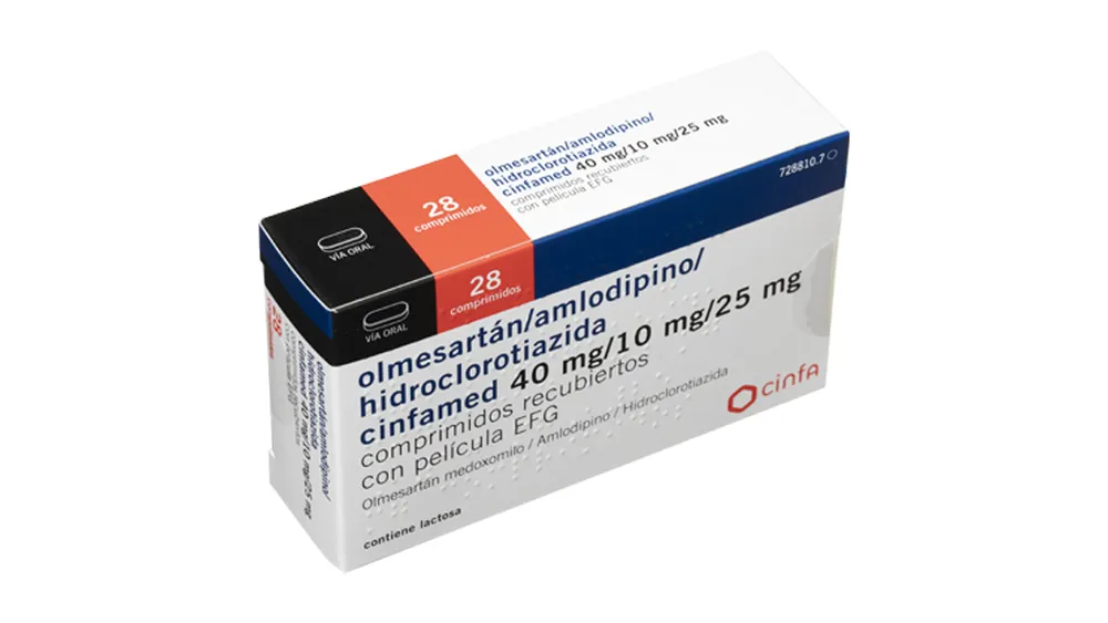Olmesartan/amlodipino/idroclorotiazide Cinfamed 40 mg/10 mg/25 mg compresse rivestite con film EFG compresse, rivestite con film