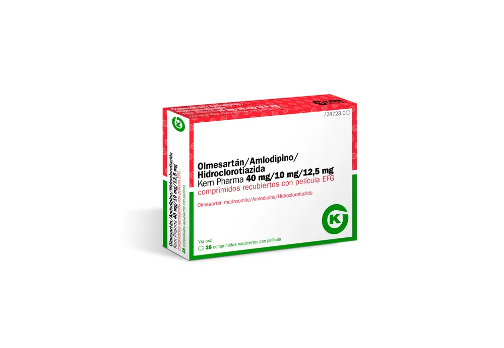 Olmesartan/amlodipine/hydrochlorothiazide Kern Pharma 40 mg/10 mg/25 mg film-coated tablets EFG tablets, film-coated