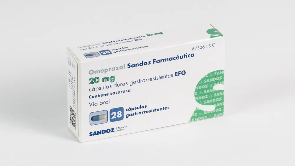 Omeprazole Sandoz Farmaceutica 20 mg gastro-resistant hard capsules EFG capsules, hard, enteric-coated