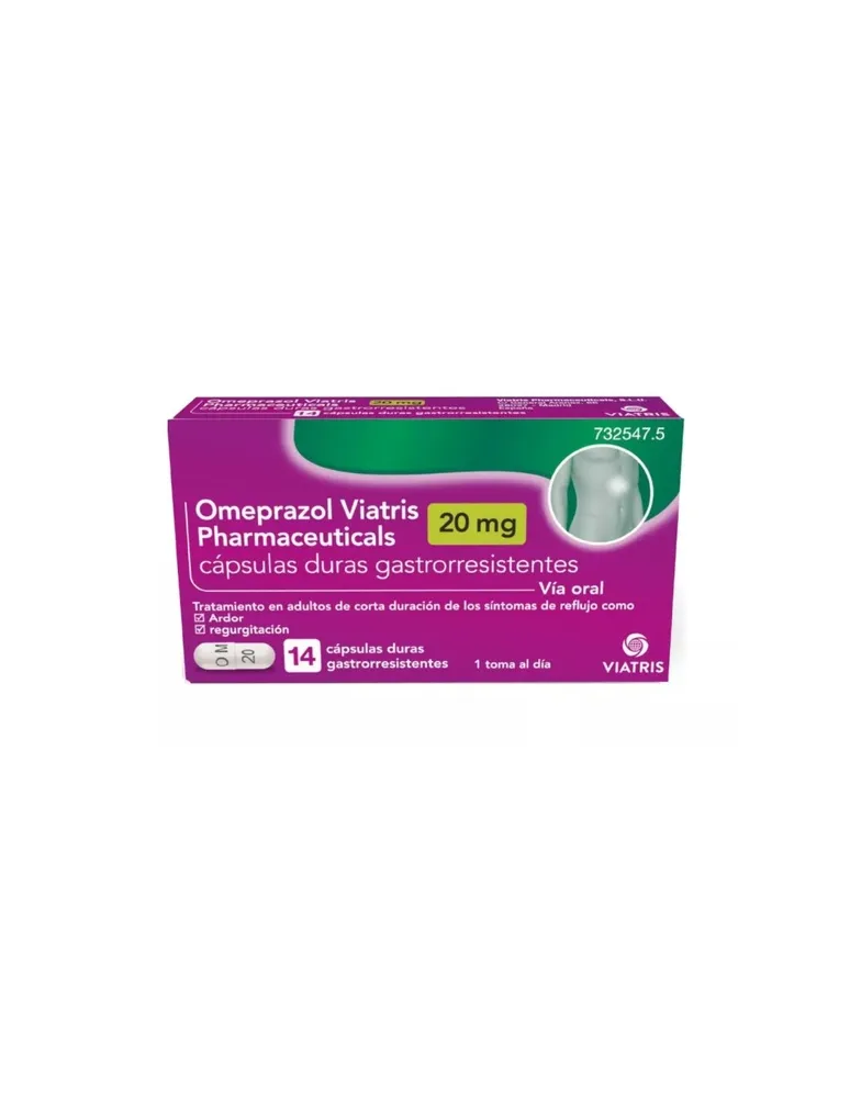 Omeprazole Viatris Pharmaceuticals 20 mg gastro-resistant hard capsules capsules, hard, enteric-coated