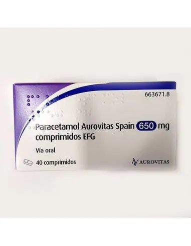 Paracetamol Aurovitas Spain 650 mg tablets EFG tablets