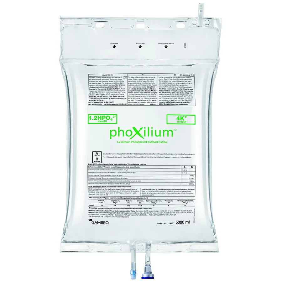 Phoxilium 1.2 mmol/L phosphate solution for hemodialysis/hemofiltration solution for hemodialysis and hemofiltration