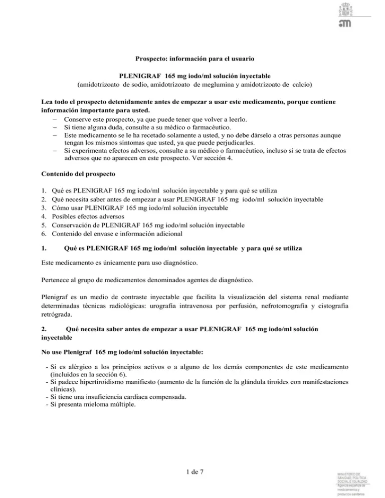 Plenigraph 165 mg iodo/ml soluzione iniettabile soluzione per iniezione