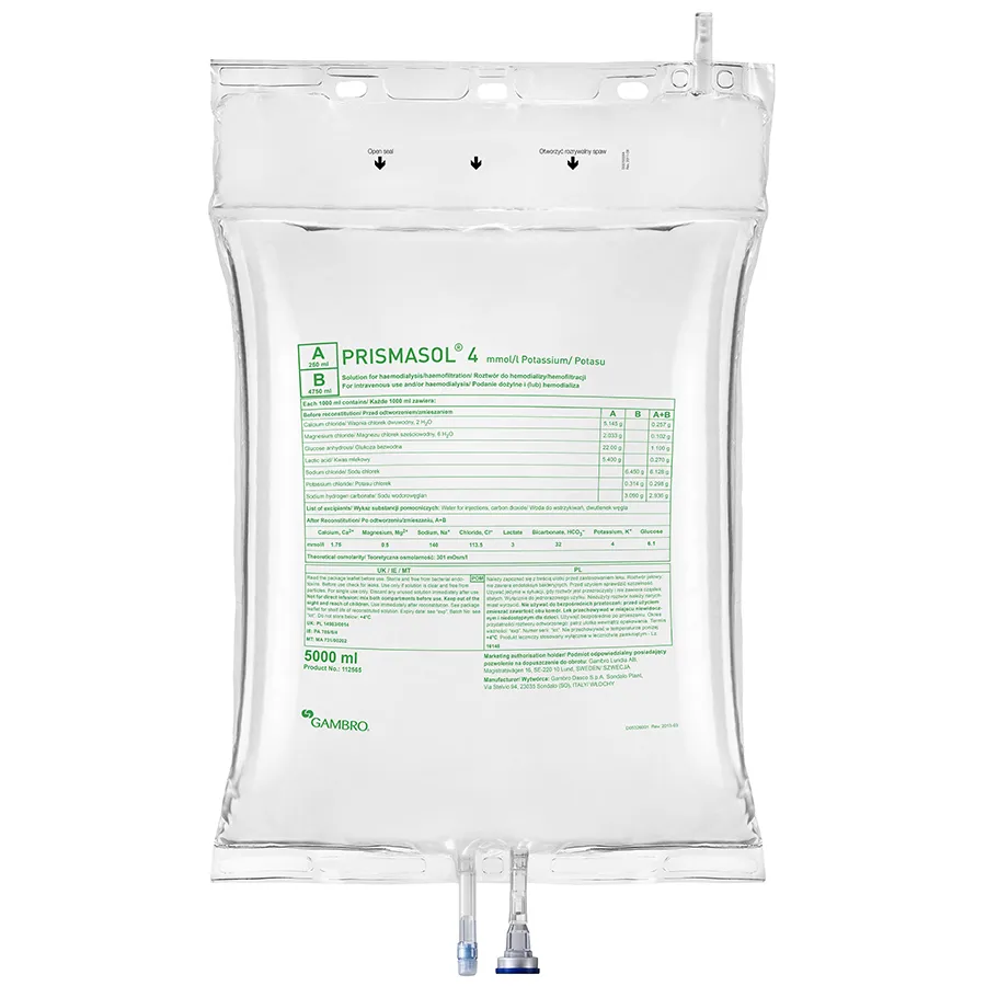 Prismasol 4 mmol/L potassium solution for hemodialysis and hemofiltration solution for hemodiafiltration