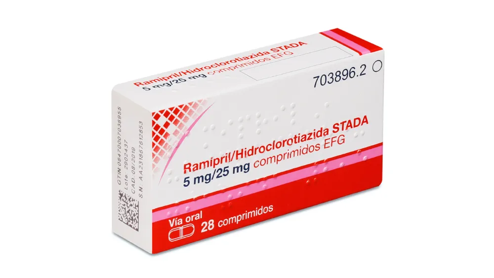Ramipril/hydrochlorothiazide Sun 5 mg/25 mg tablets EFG tablets