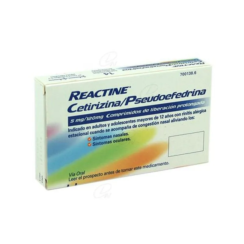 Reactine cetirizina/pseudoefedrina 5 mg/120 mg compresse a rilascio prolungato compresse, a rilascio prolungato