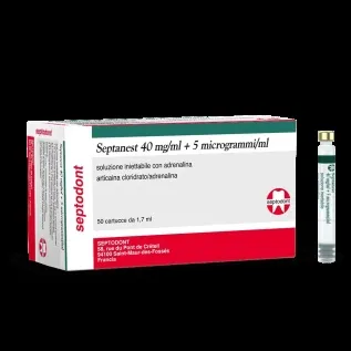 Septanest con adrenalina 40 mg/ml + 5 microgrammi/ml soluzione iniettabile soluzione per iniezione in cartuccia